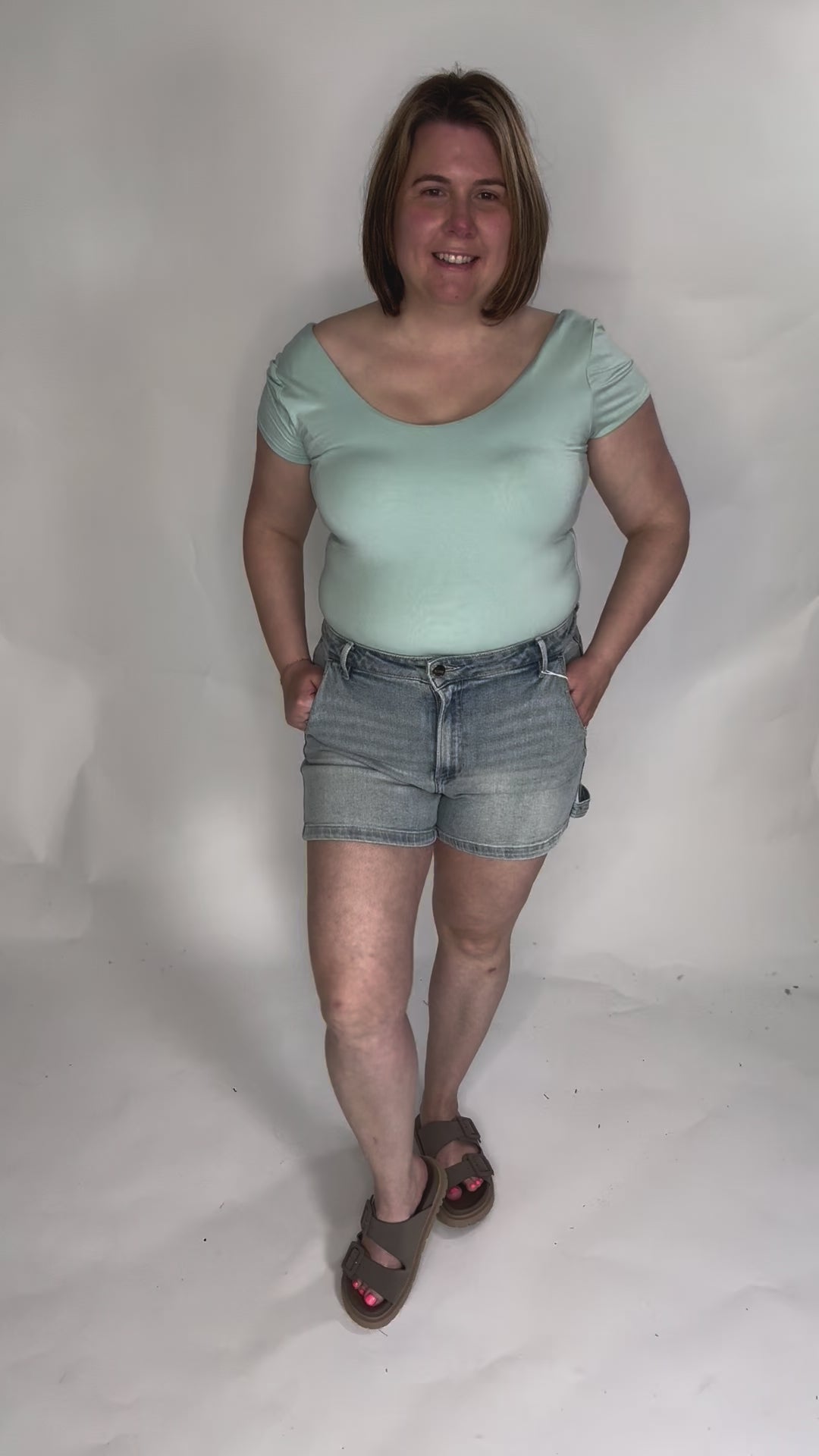 Lucy Scoop Neck Cap Sleeve Jersey Tee- SEAFOAM-FINAL SALE