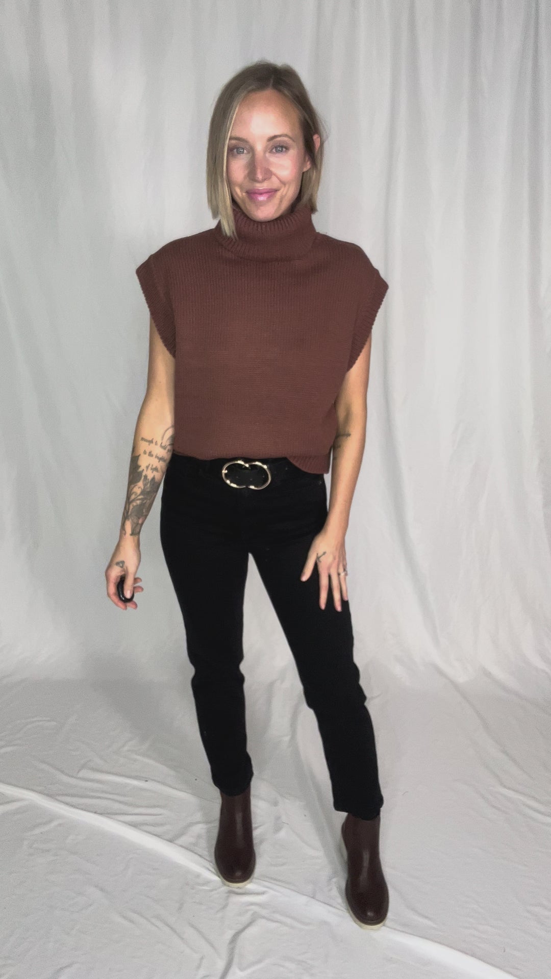 Shonna Sweater Top- BROWN