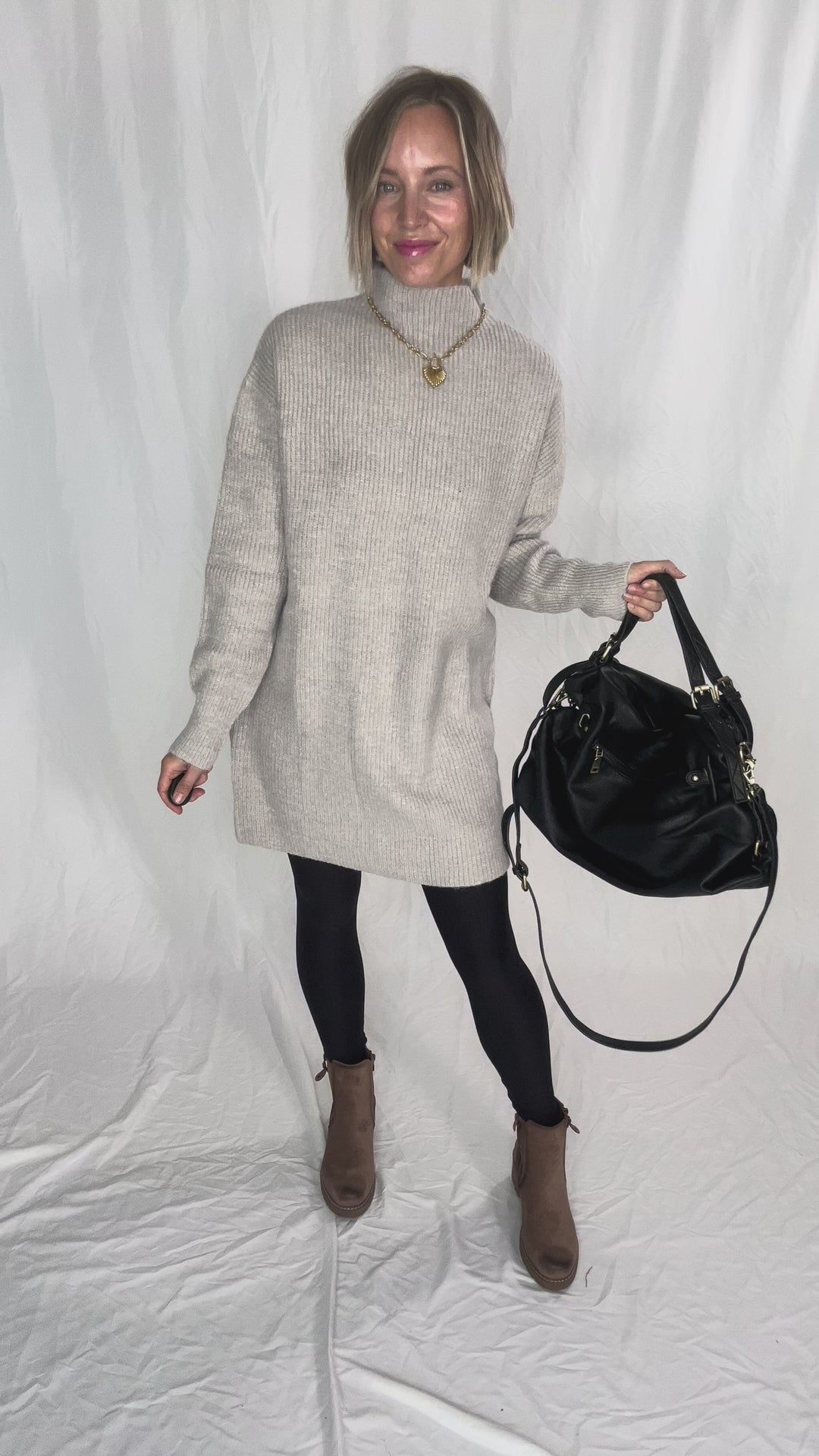 Jessie Knit Sweater Dress- BIRCH
