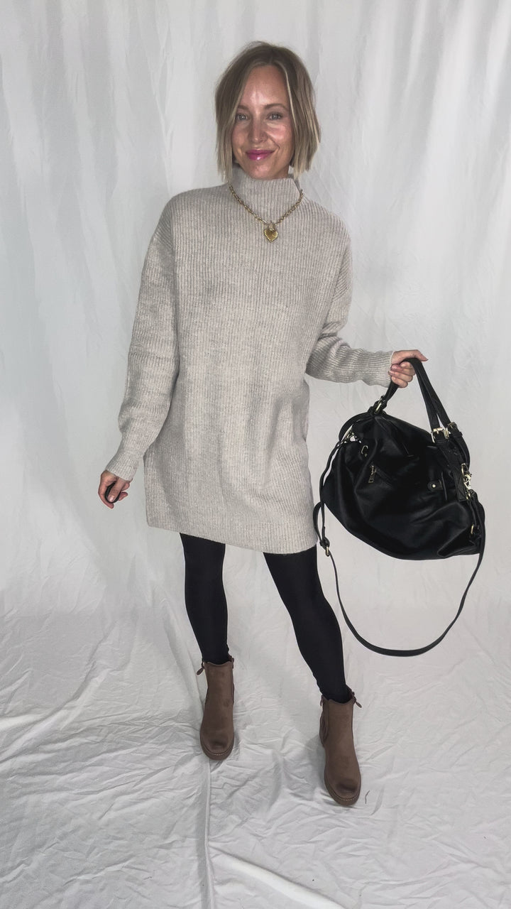 Jessie Knit Sweater Dress- BIRCH
