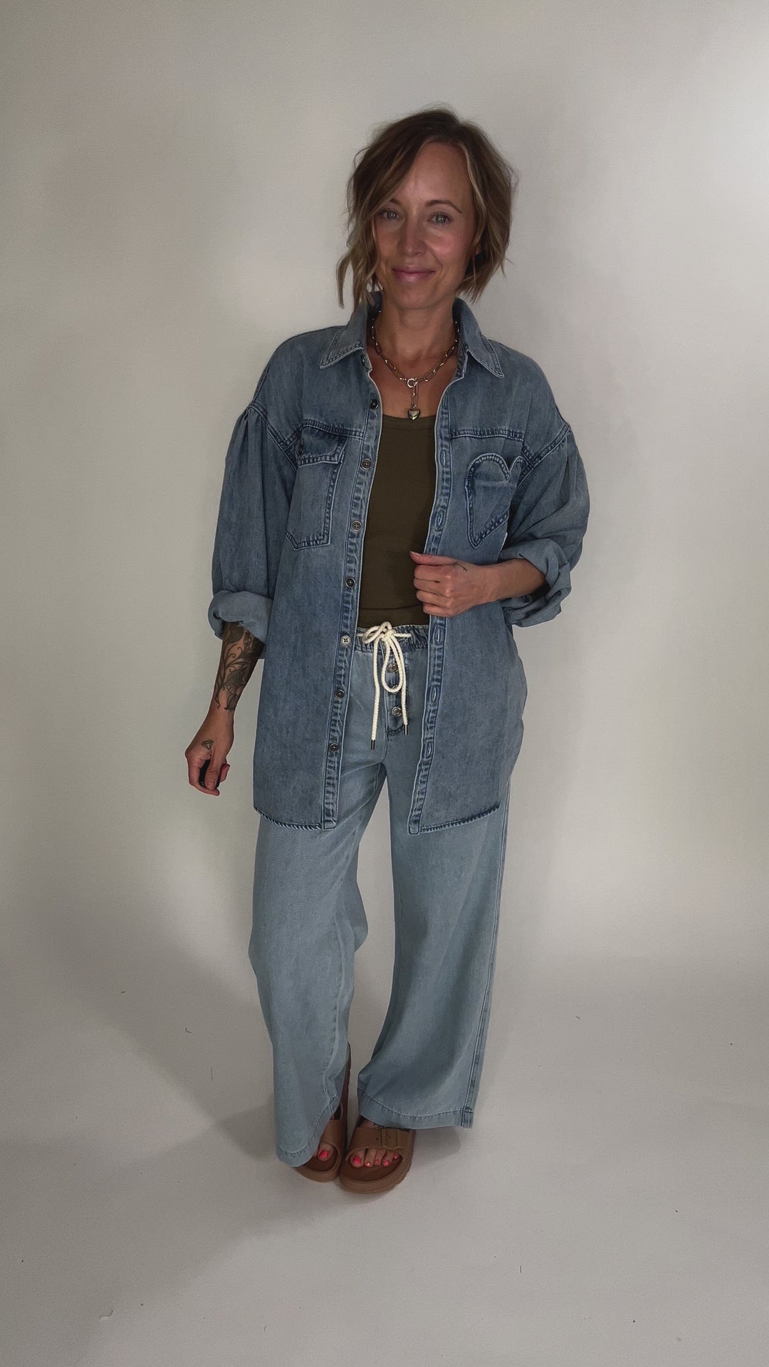 Heart Throb Denim Shacket- MEDIUM WASH-FINAL SALE