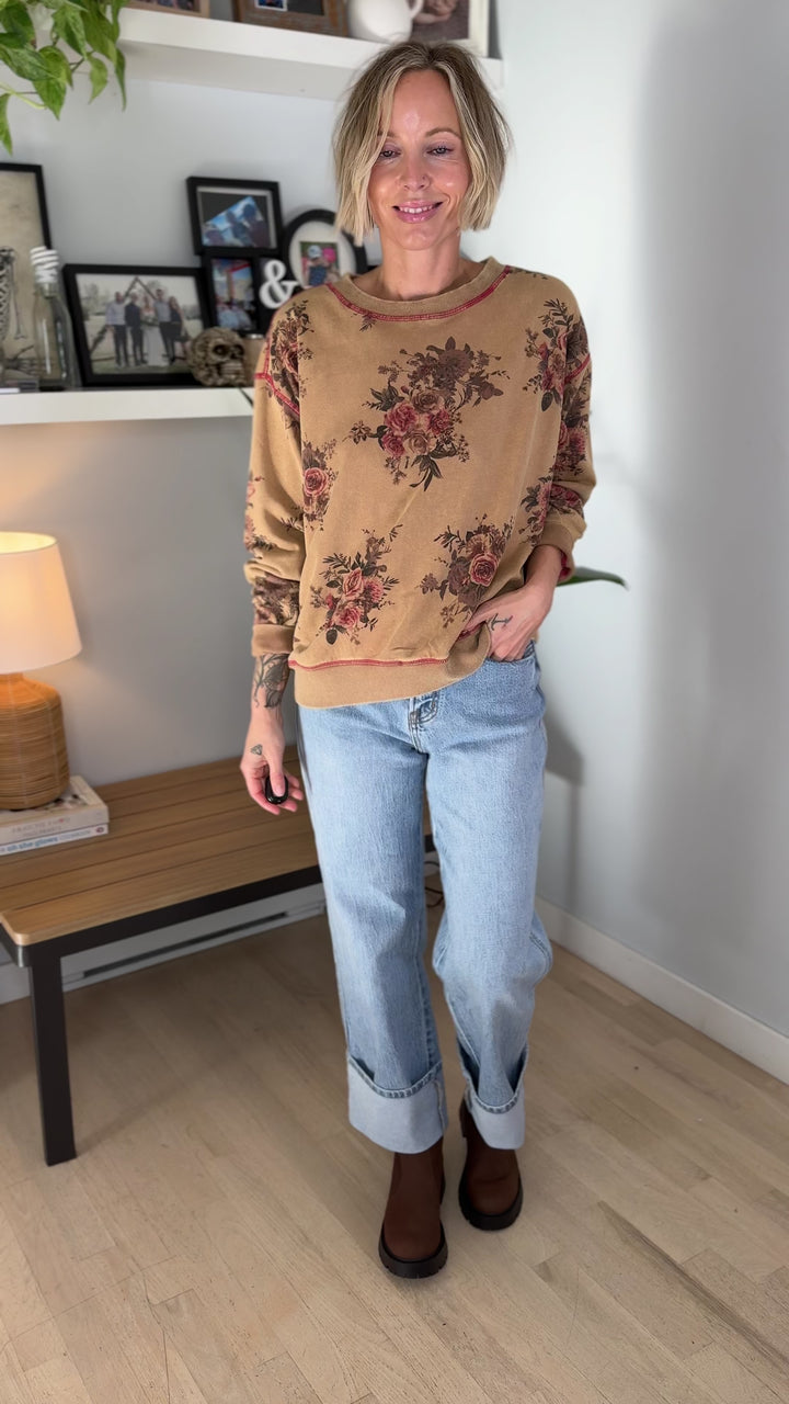 Nutmeg Floral Pullover- TOAST