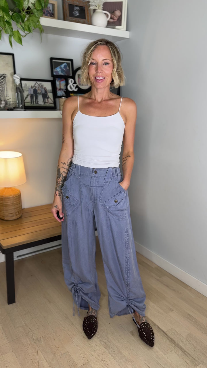 Adams Cargo Ruched Pant- DENIM BLUE