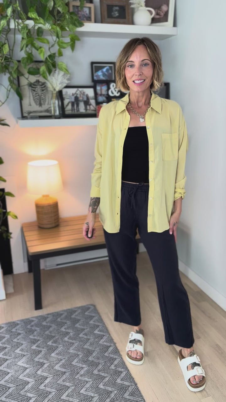 Free Spirit Cotton Blend Button Down- SQUASH