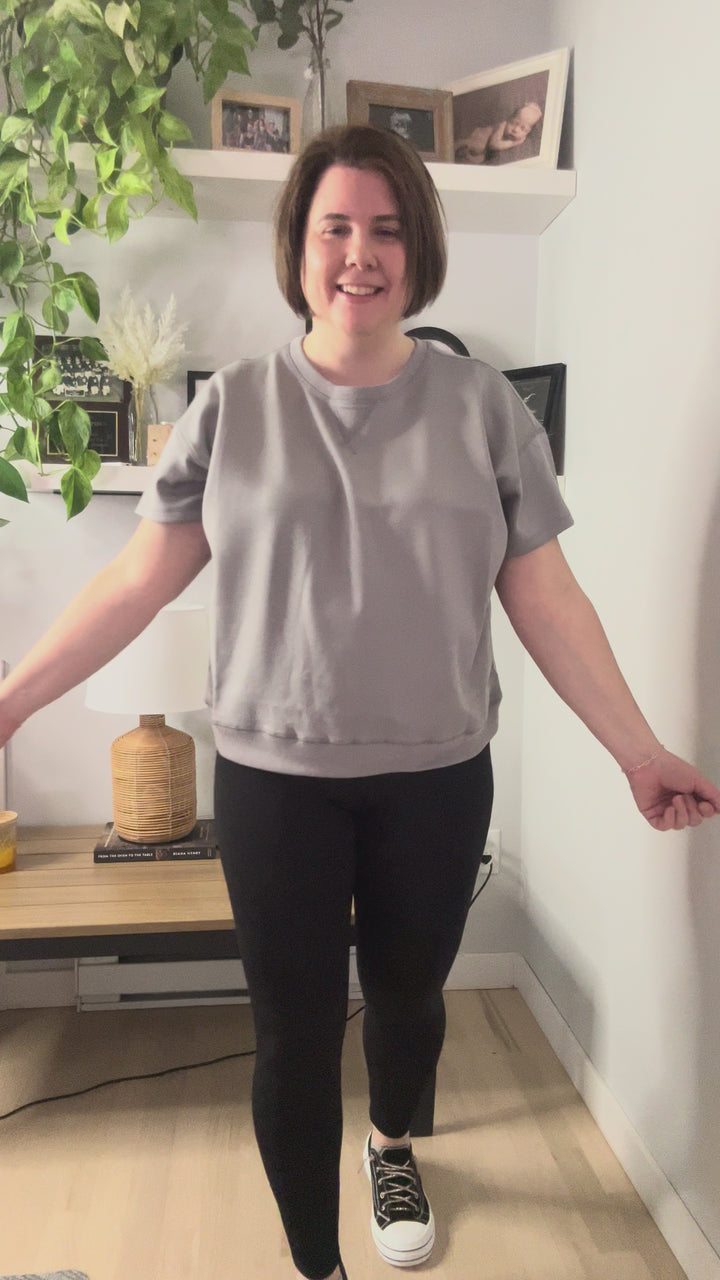 Molly Scuba Pullover Top- CEMENT