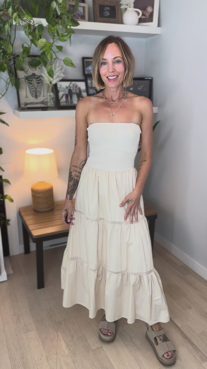 Coconut Cove Strapless Dress- NATURAL