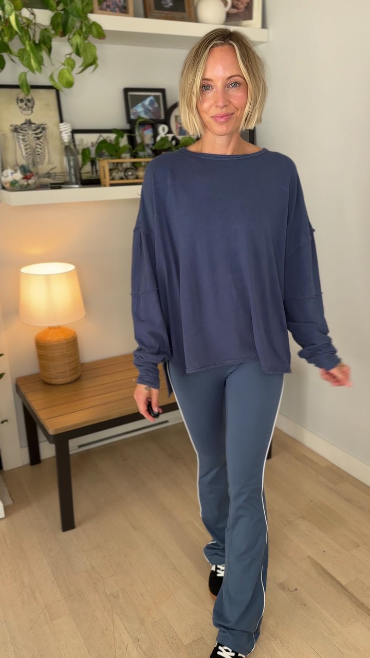 Mono B Jacey Classic Cotton Pullover- OCEAN