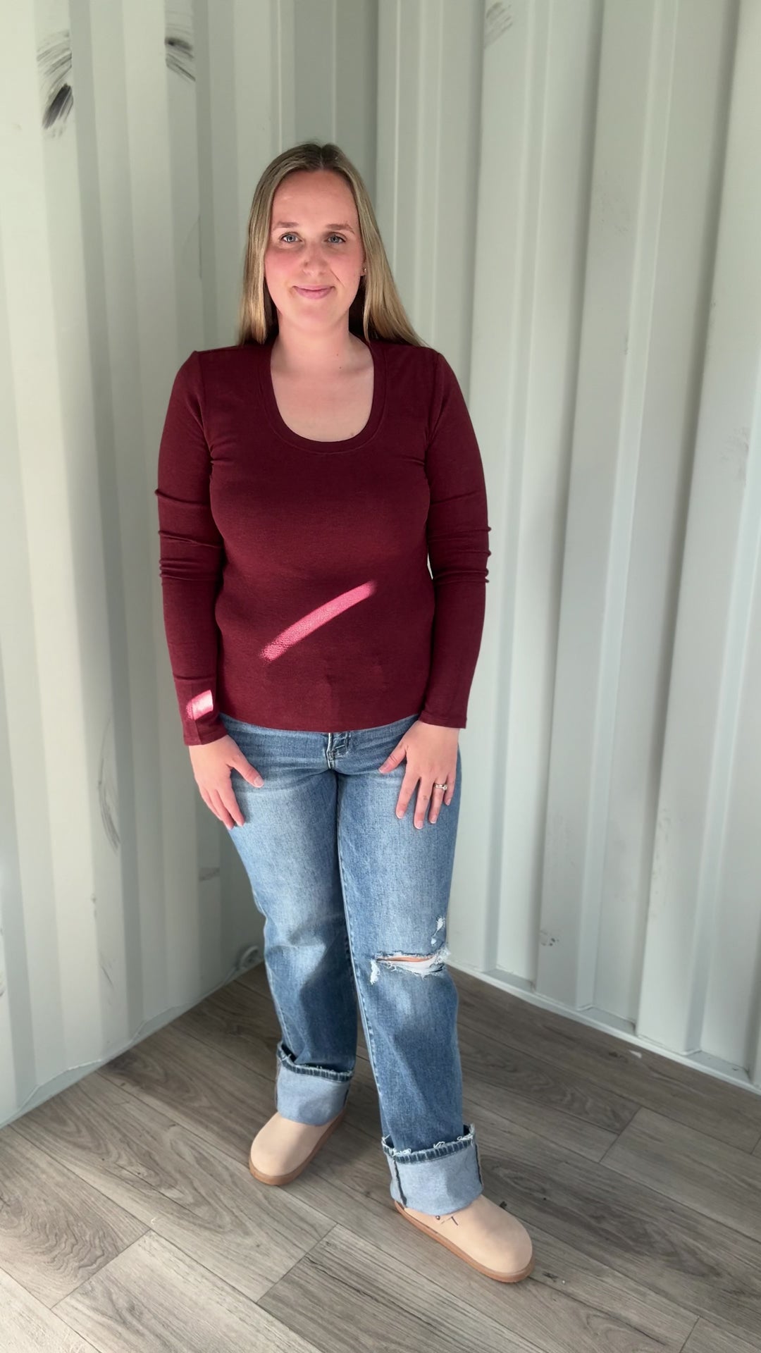 Annie Soft Ribbed Long Sleeve- BURGUNDY