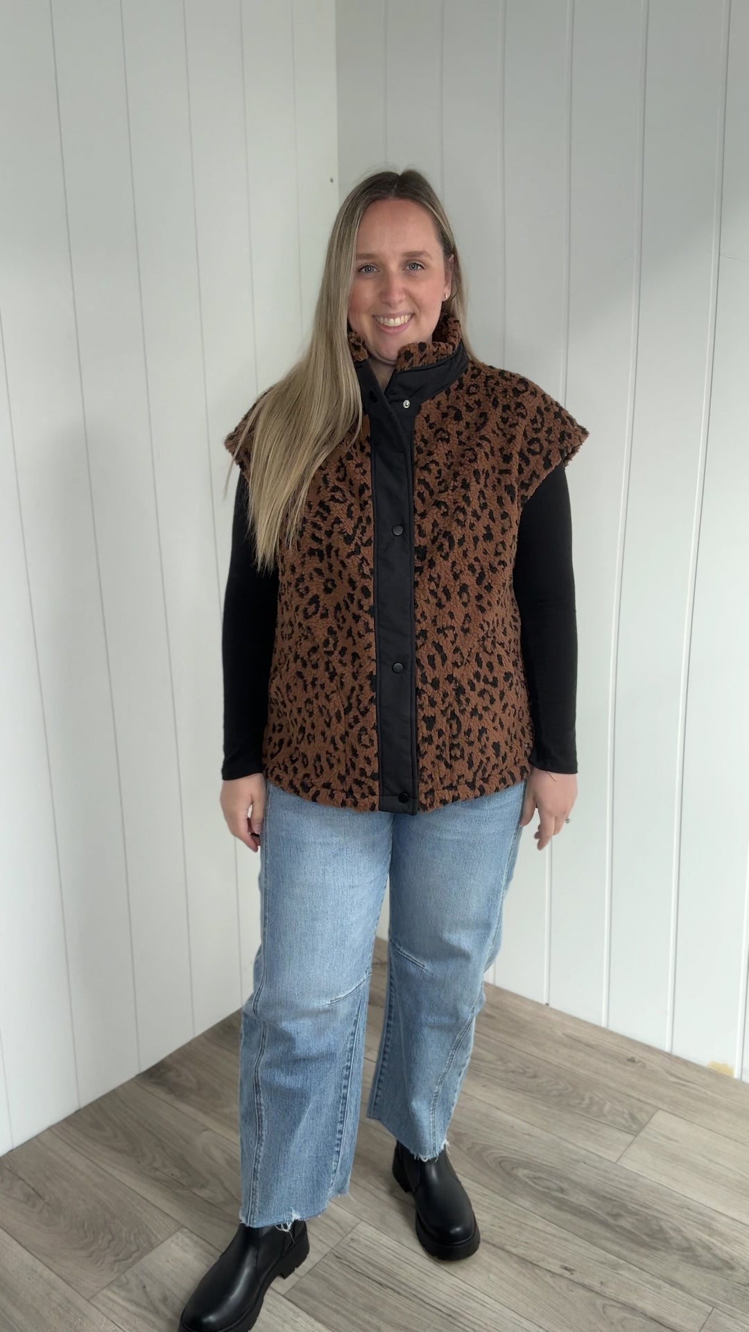 Fierce Fleece Vest- BROWN & BLACK LEOPARD