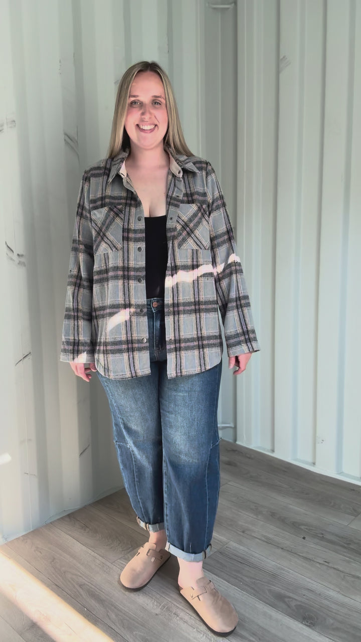 Chai Plaid Shacket- LIGHT BLUE MIX