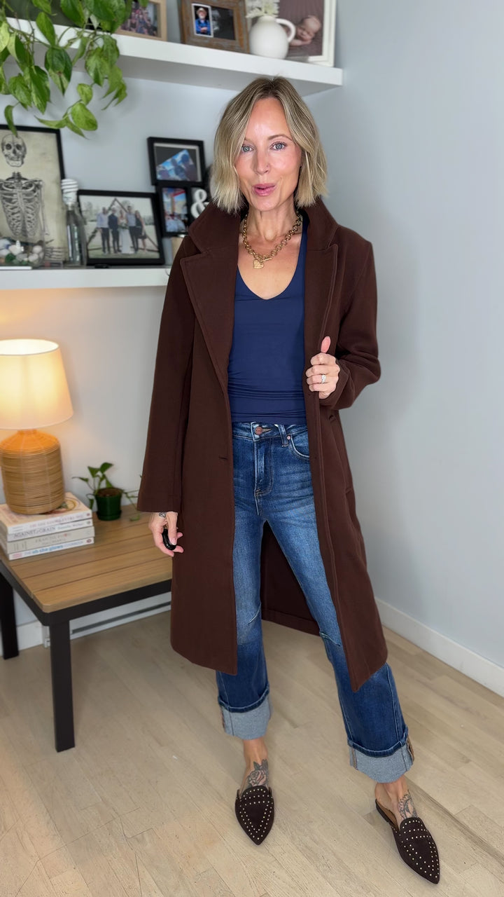 Burwood Collared Coat- CHOCOLATE
