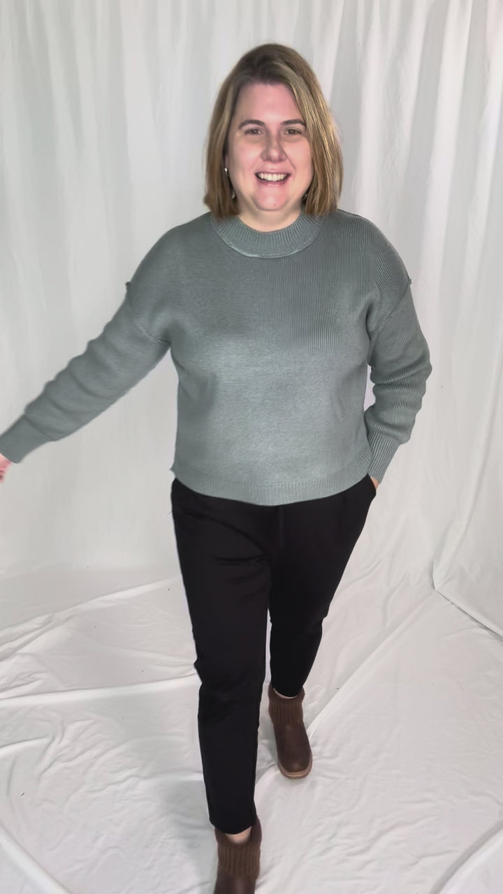 Harvest Drop Shoulder Sweater- TEAL