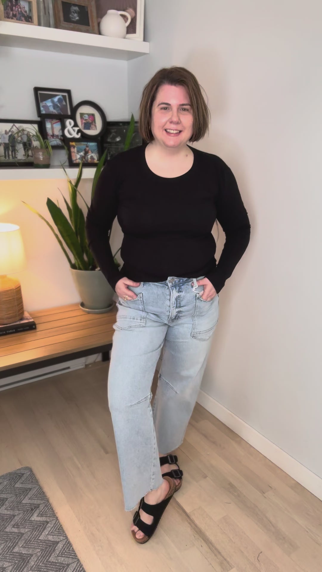 Mono B Linley Micro Ribbed Long Sleeve- BLACK