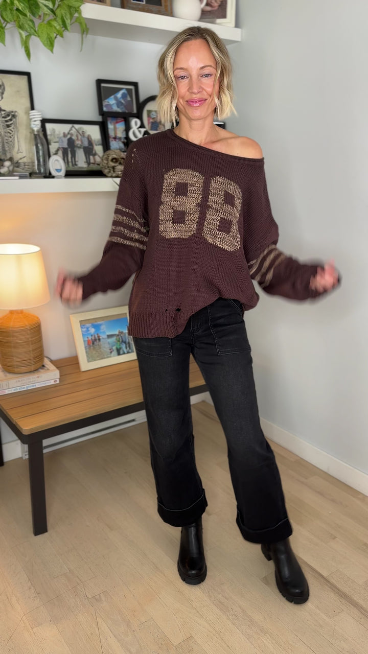 Dacey Knit Sweater- DARK BROWN