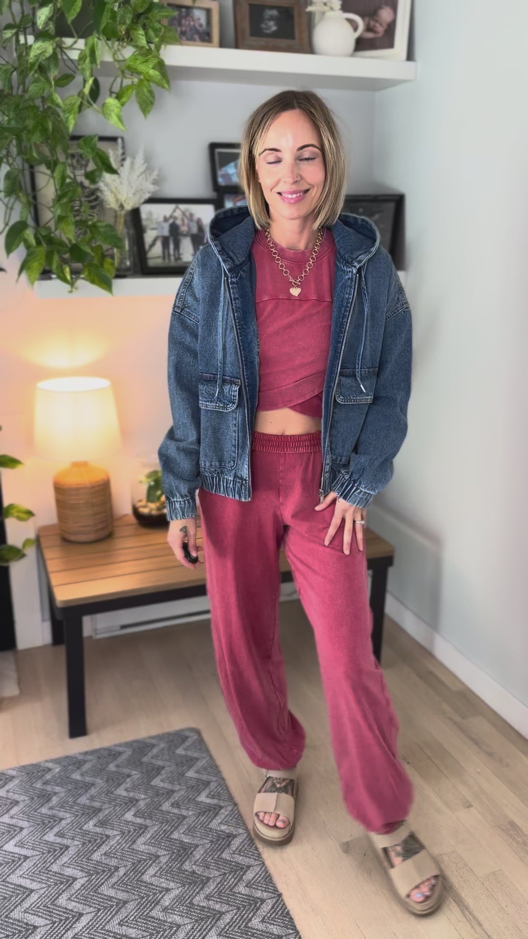 Maude Washed Stretch Cotton Set- DARK RED