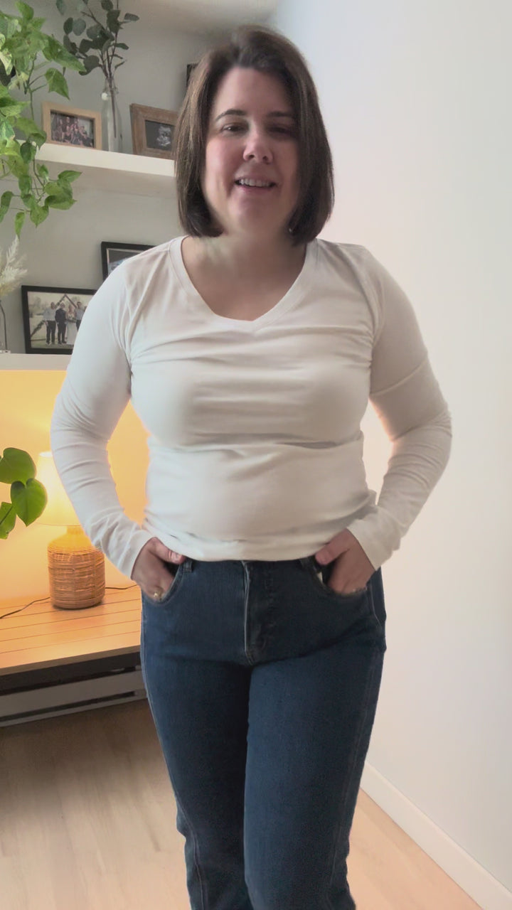 Sharon Stretch Cotton Long Sleeve- WHITE