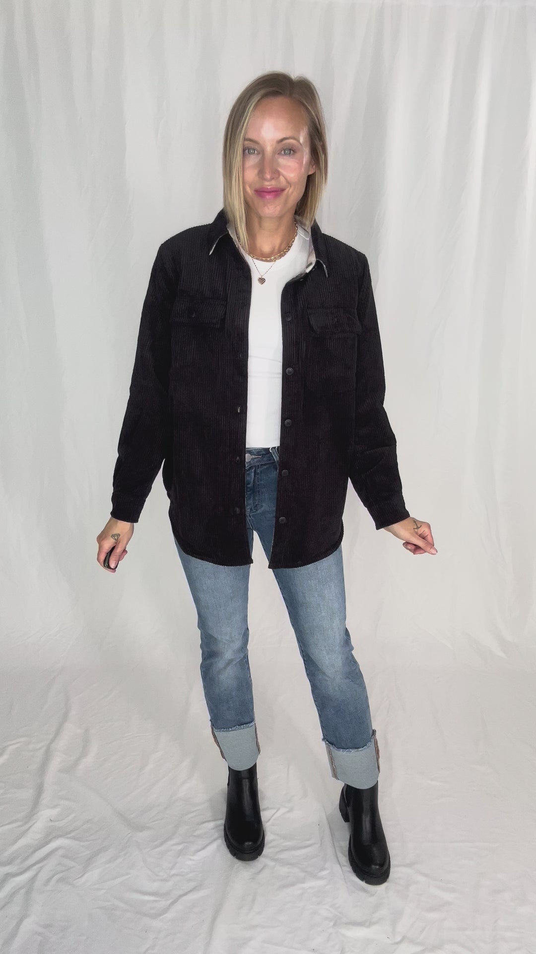 Pumpkin Patch Reversible Shacket- BLACK