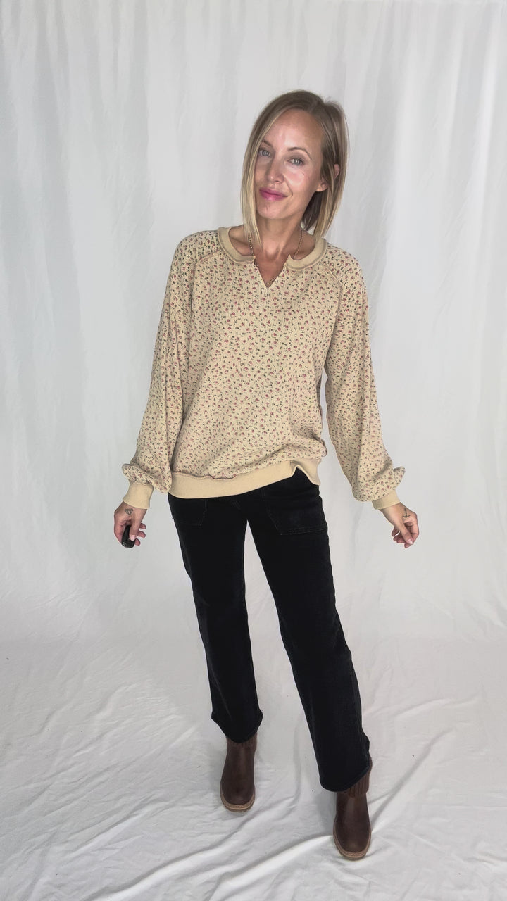 Chiara Ditsy Floral Pullover- DESERT DUST