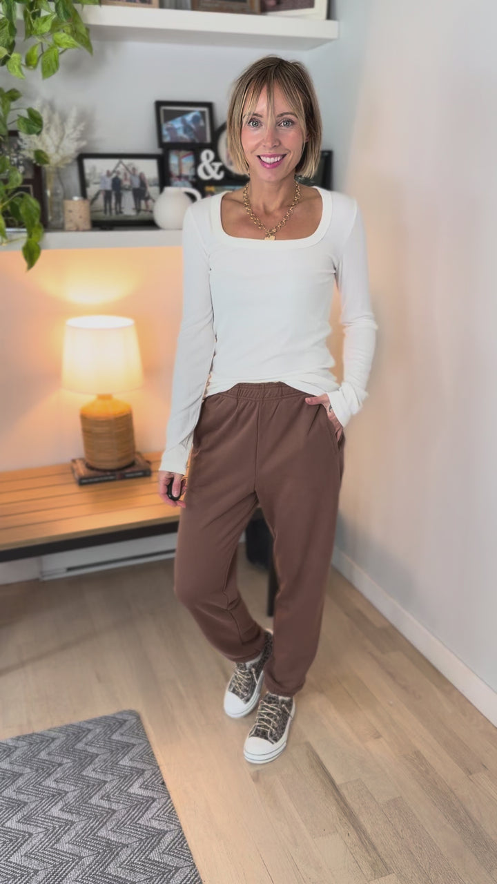 Brianna French Terry Sweatpants- CHOCOLATE