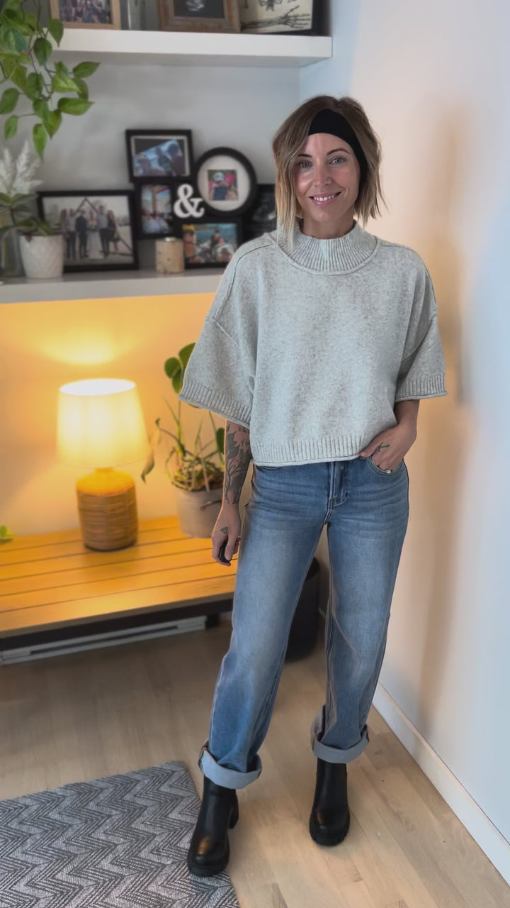 Emily Sweater Top- HEATHER GREY