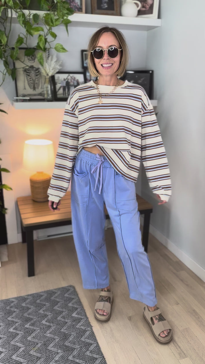 Amery Mineral Washed Barrel Pant- PERIWINKLE