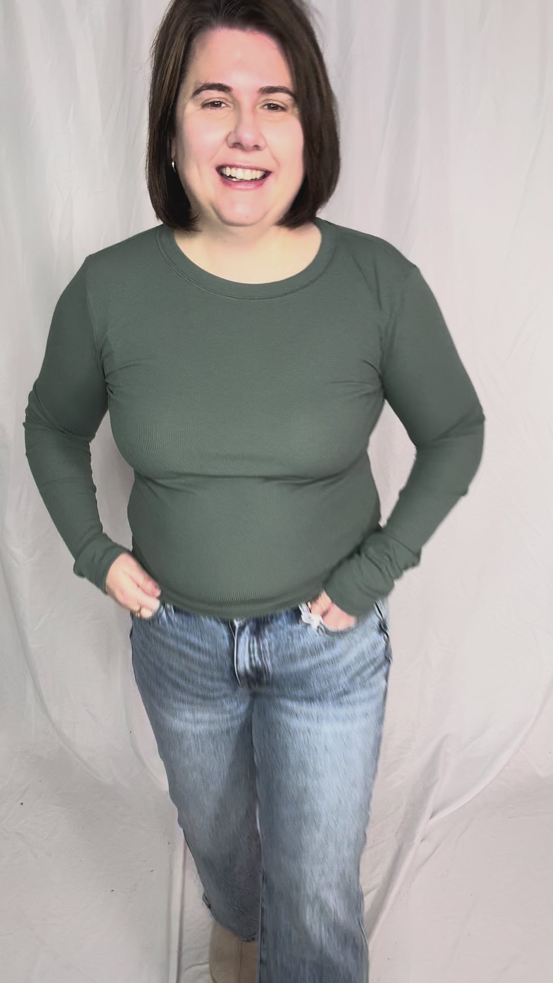 Beth Ribbed Long Sleeve- GREEN