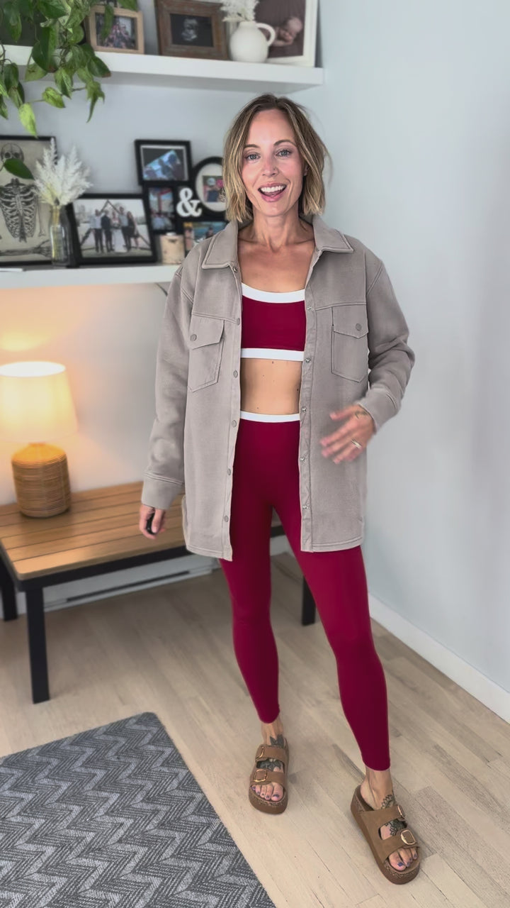 Kimber Contrast Trim Legging- CHERRY