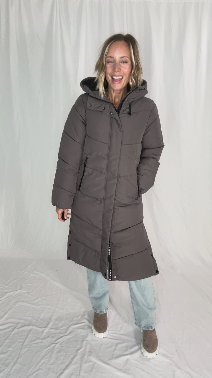 ONLY Maggi Long Puffer- PLUM GREY