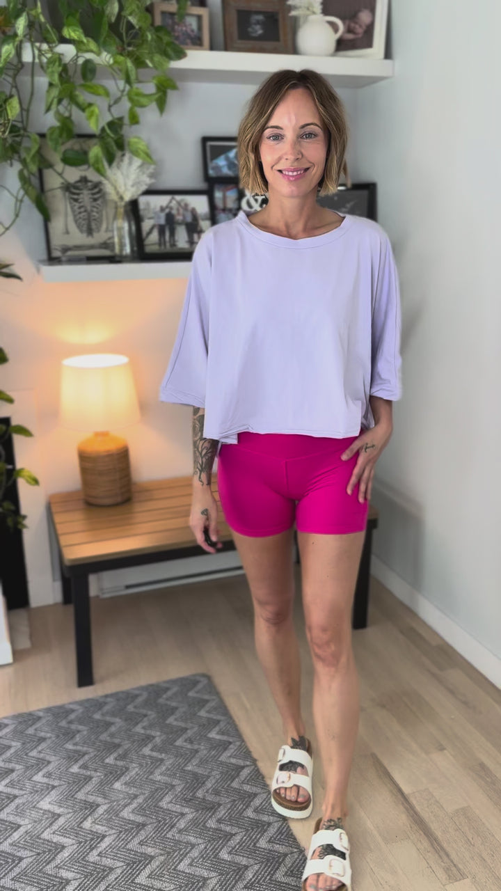 Cape Cod Stretch Cotton Boxy Tee- LAVENDER FOG