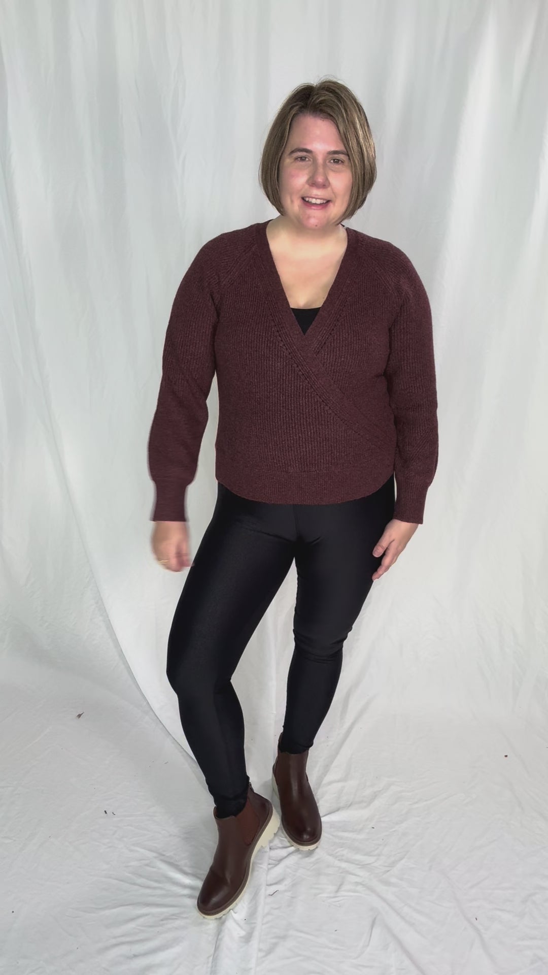Deirdre Ultra Soft Wrap Sweater- WINE-FINAL SALE