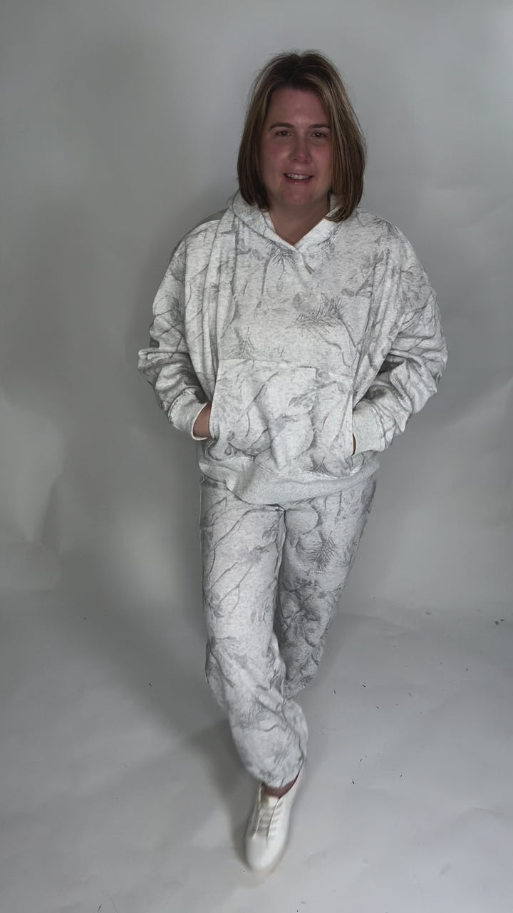 Owen Camouflage Loose Fit Front Pocket Hoodie- GREY-FINAL SALE