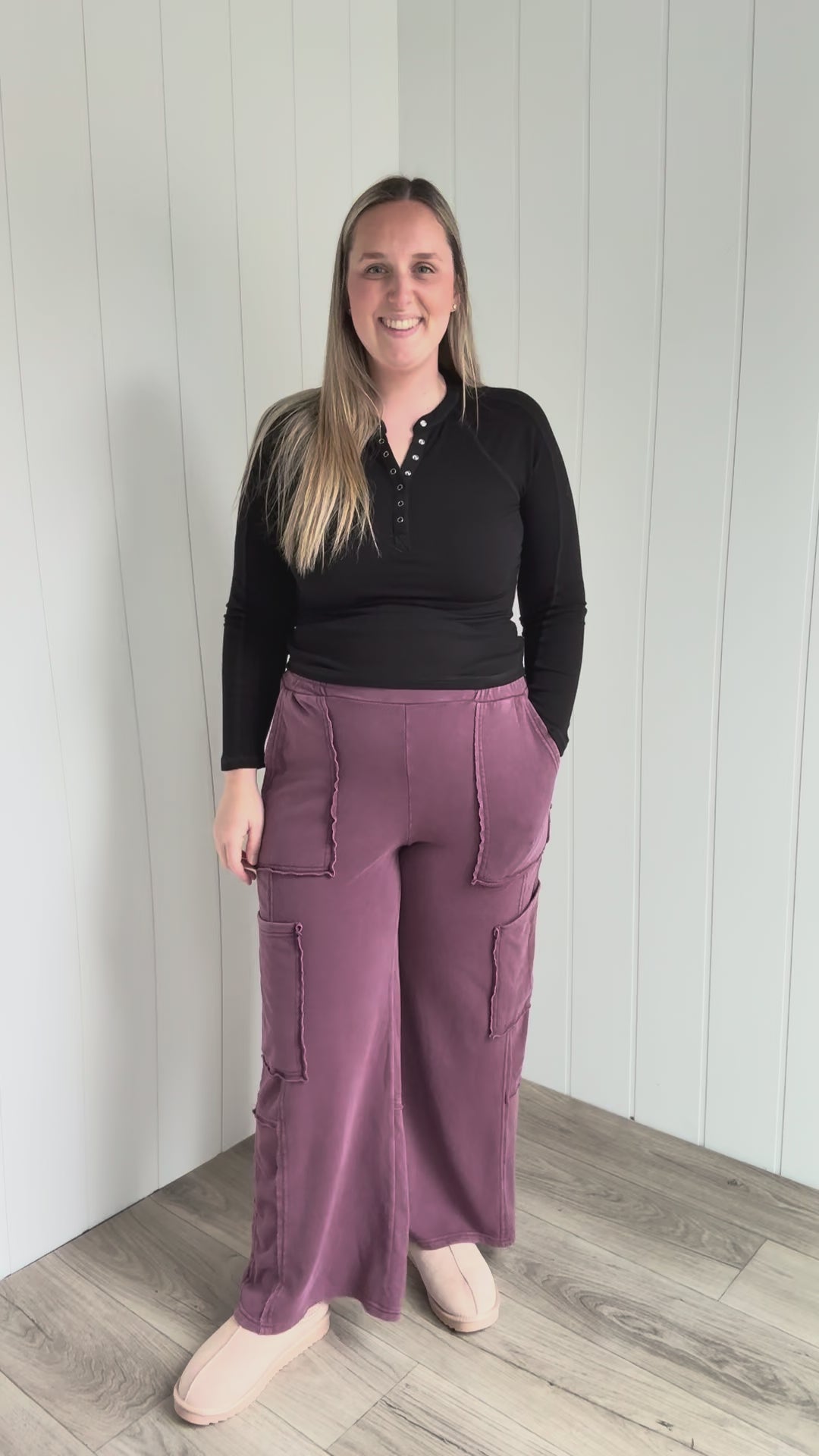 Holt Washed Wide Leg Sweat Pant- DARK CHERRY