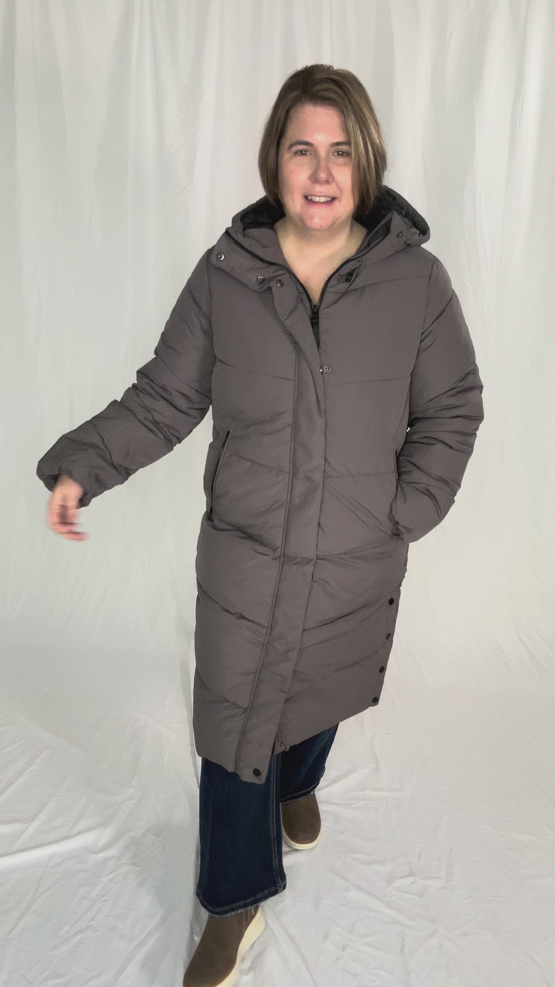 ONLY Maggi Long Puffer- PLUM GREY