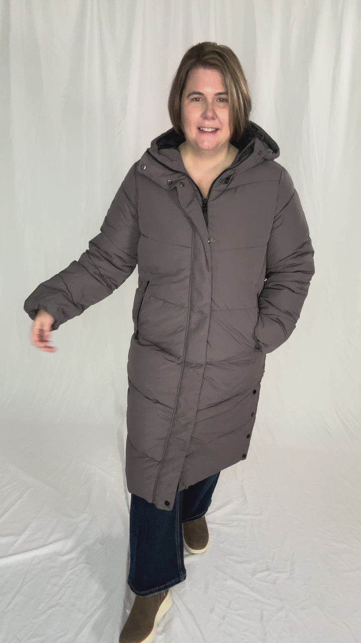 ONLY Maggi Long Puffer- PLUM GREY