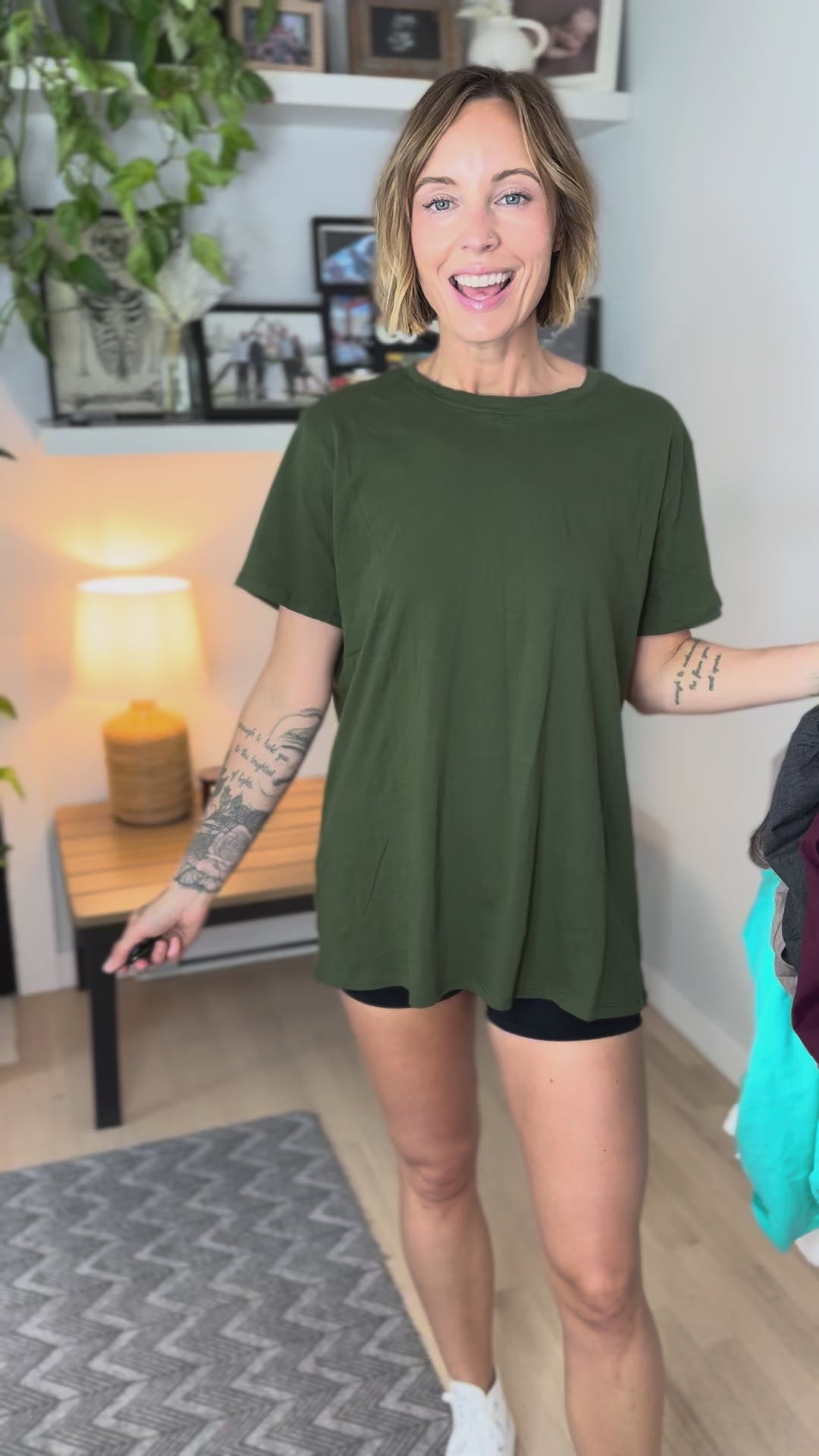Natie Cotton Boyfriend Tee- KELLY GREEN