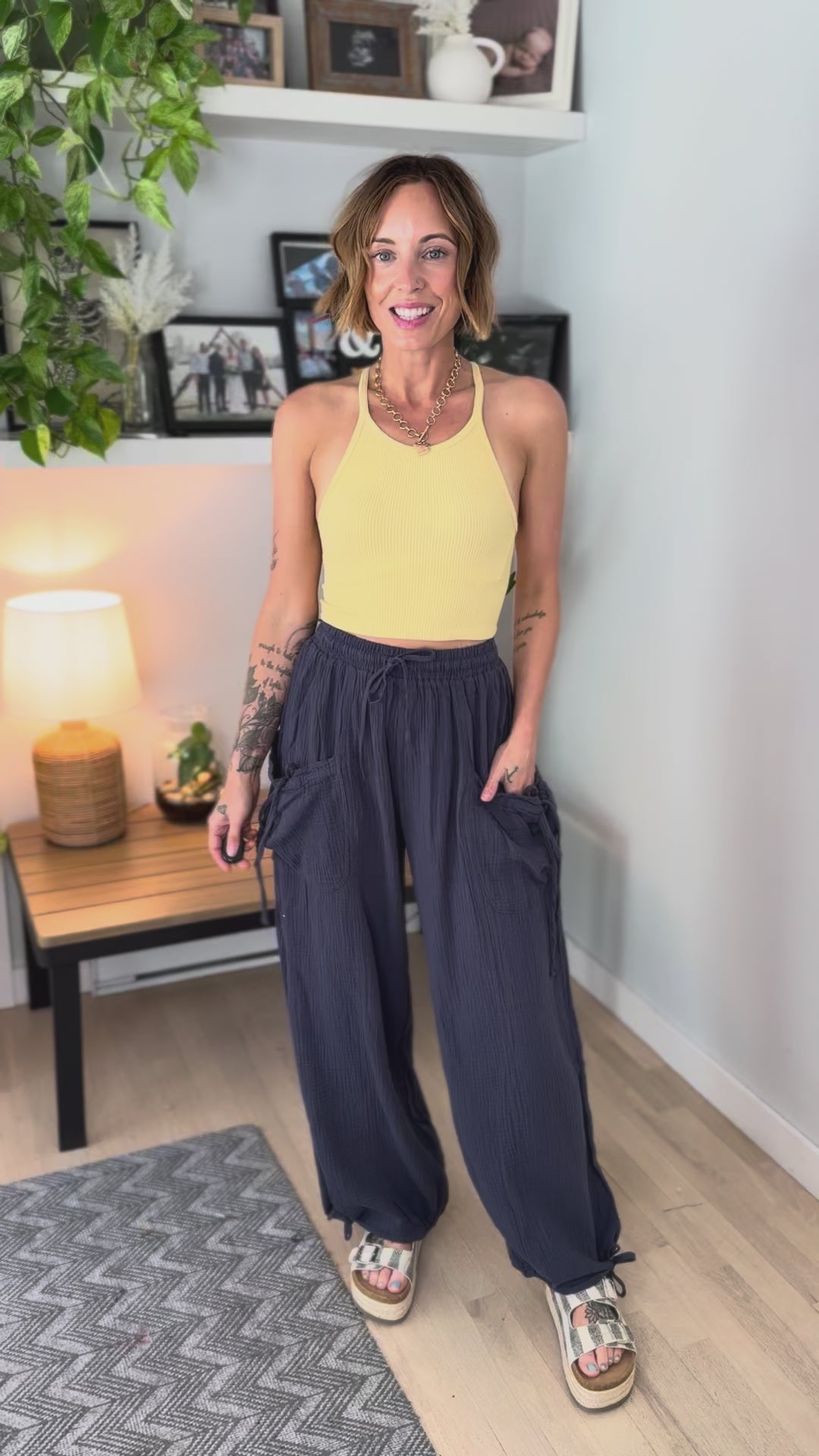 Faira Cotton Gauze Jogger Pant- CHARCOAL