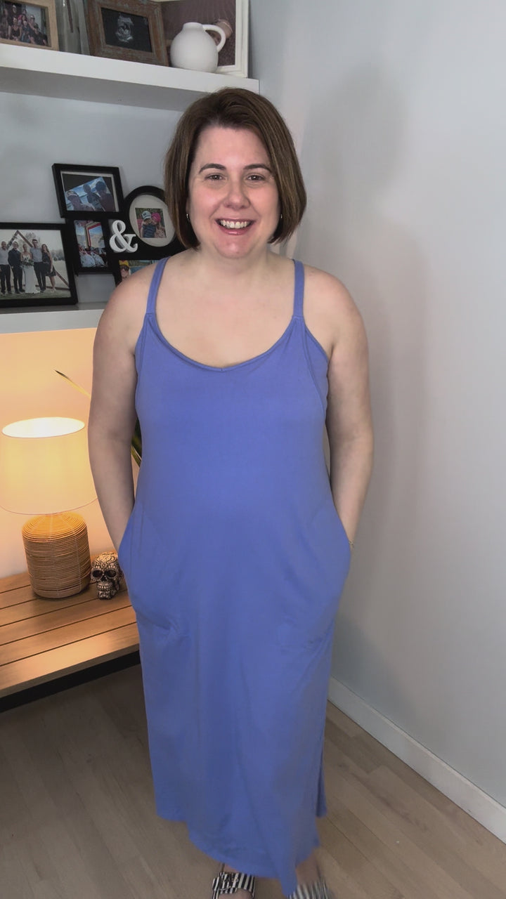 Simple Life Cotton Midi Dress- PERIWINKLE BLUE-FINAL SALE