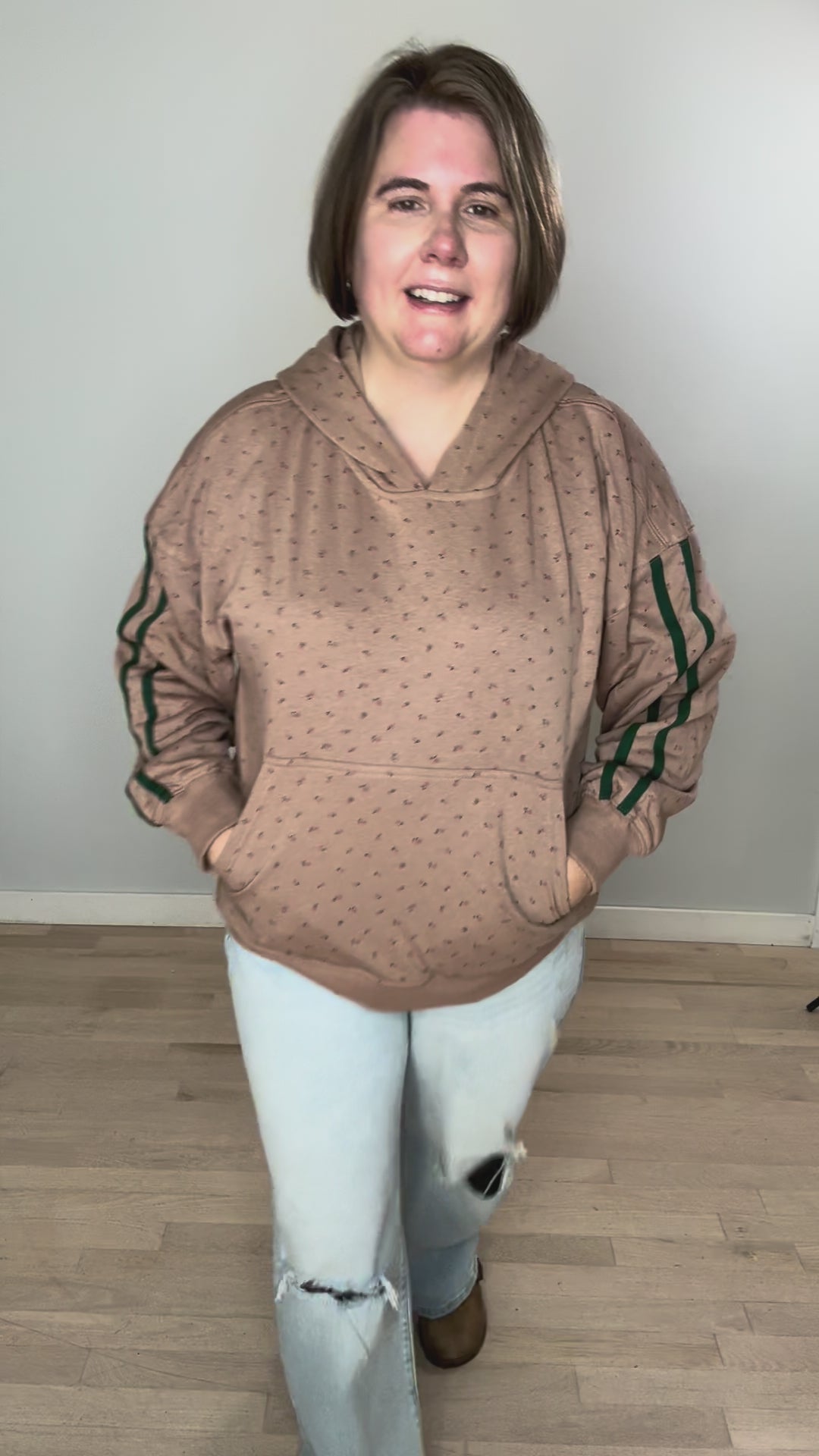 Poppins Floral Hoodie- TOFFEE