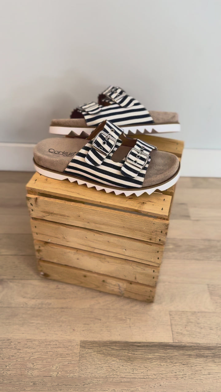 Dash Sandal- NAVY NATURAL STRIPE-FINAL SALE *8*