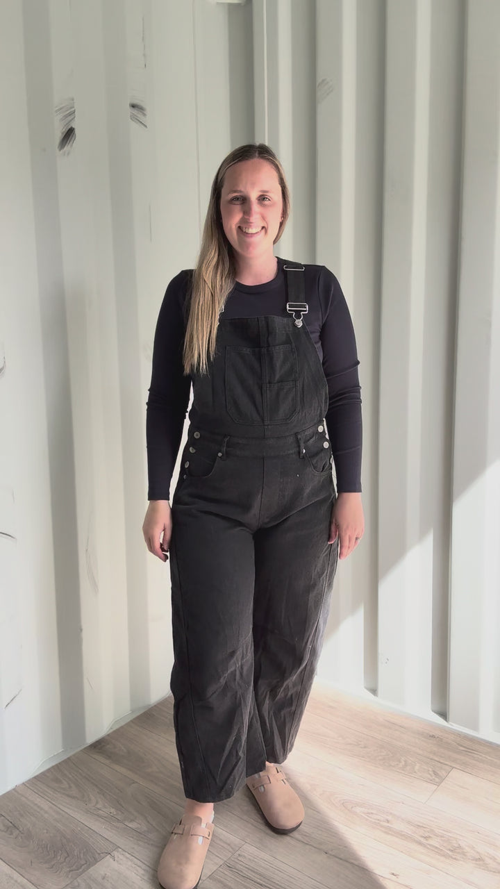 Perry Barrel Overalls- ASH BLACK