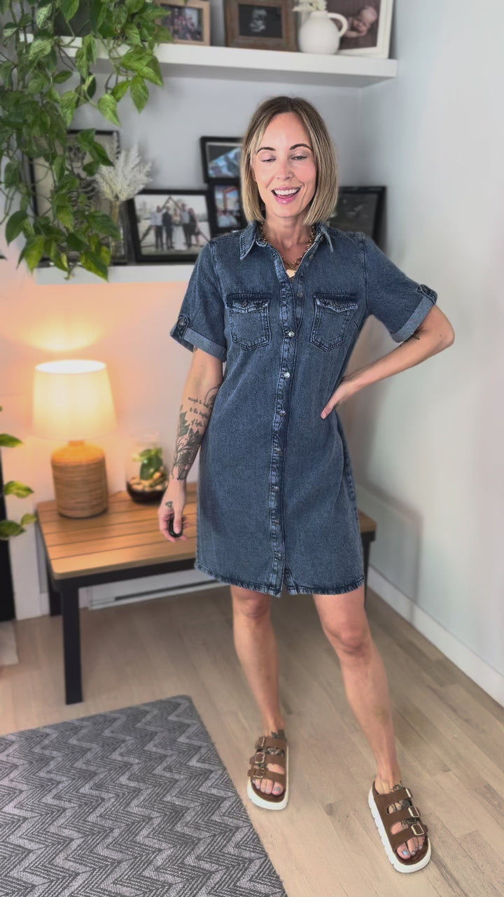VERO MODA Jennie Denim Midi Dress- MEDIUM WASH-FINAL SALE