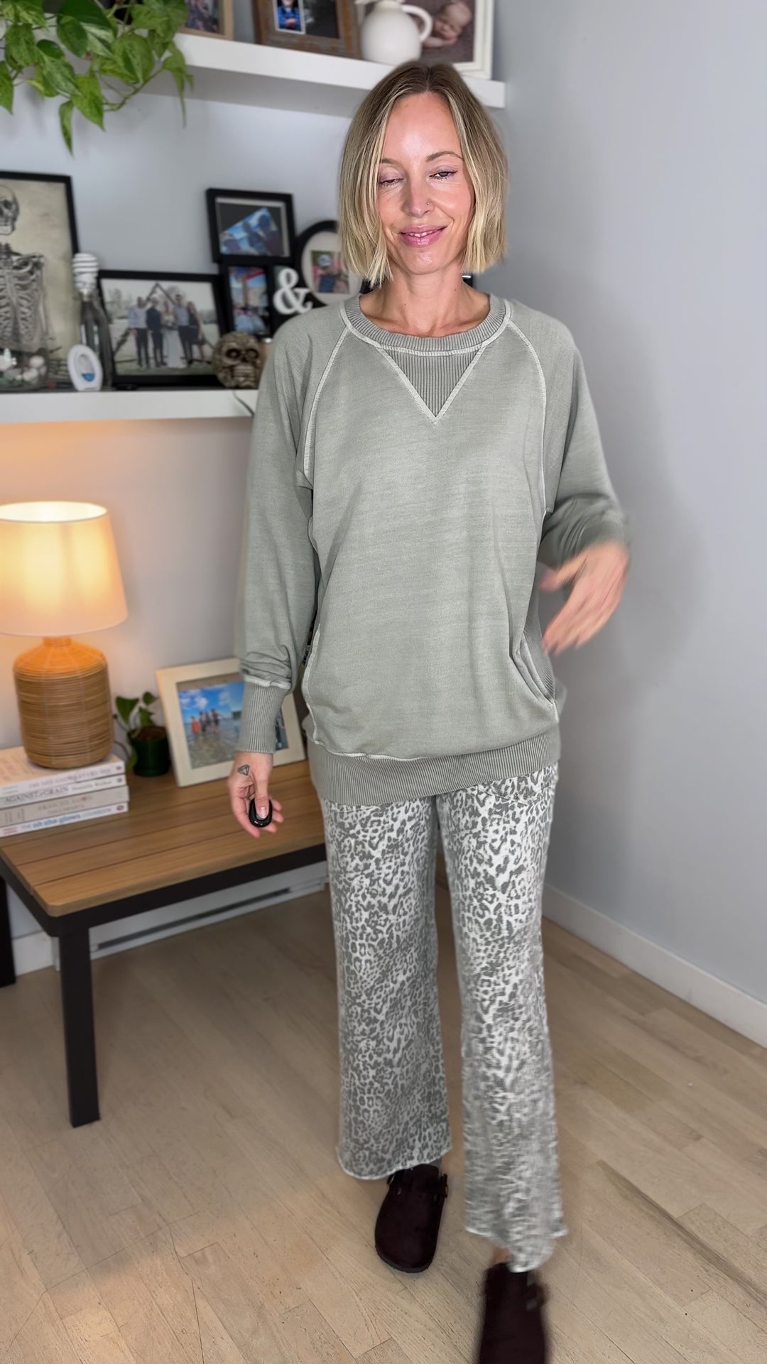 Juliet Washed Tunic Sweatshirt- ASH SAGE
