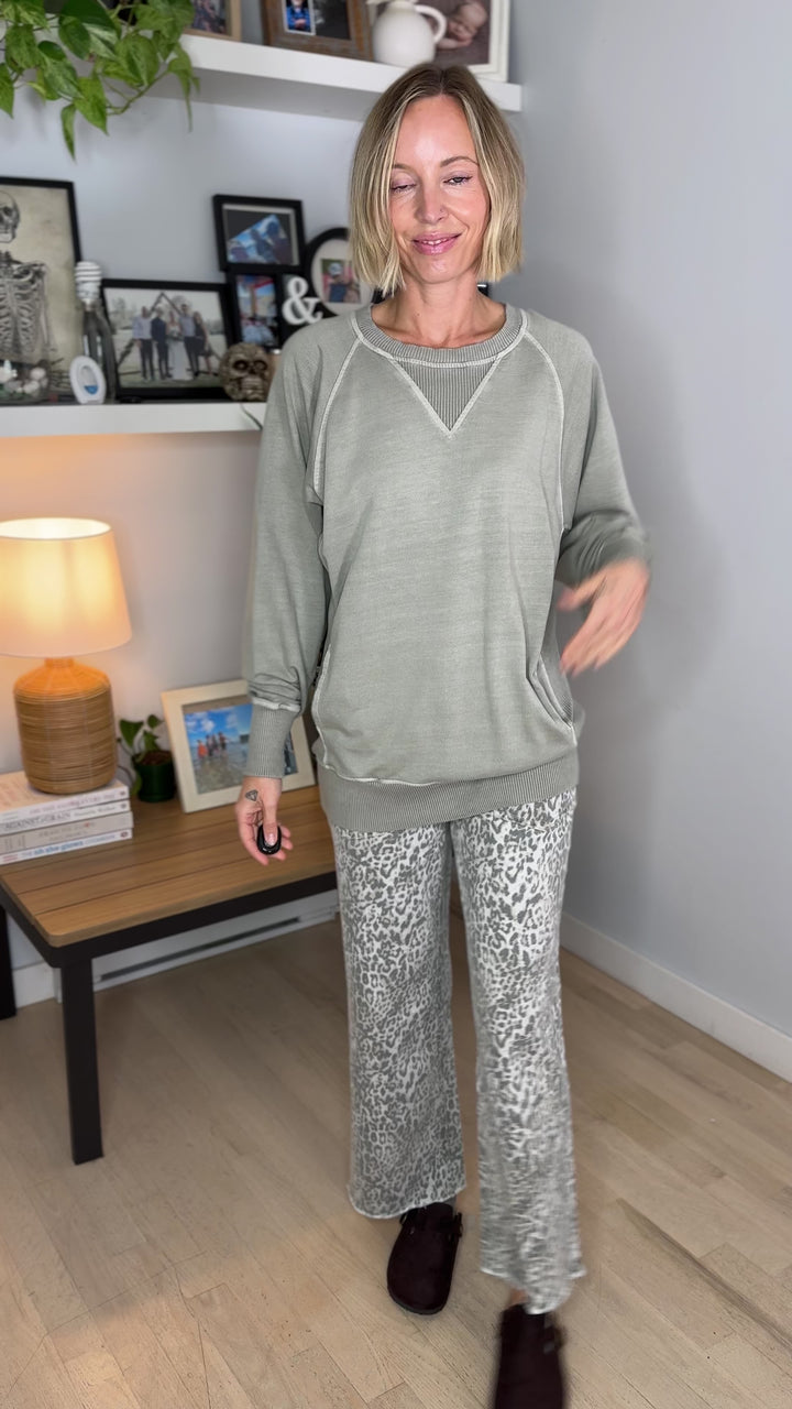 Juliet Washed Tunic Sweatshirt- ASH SAGE
