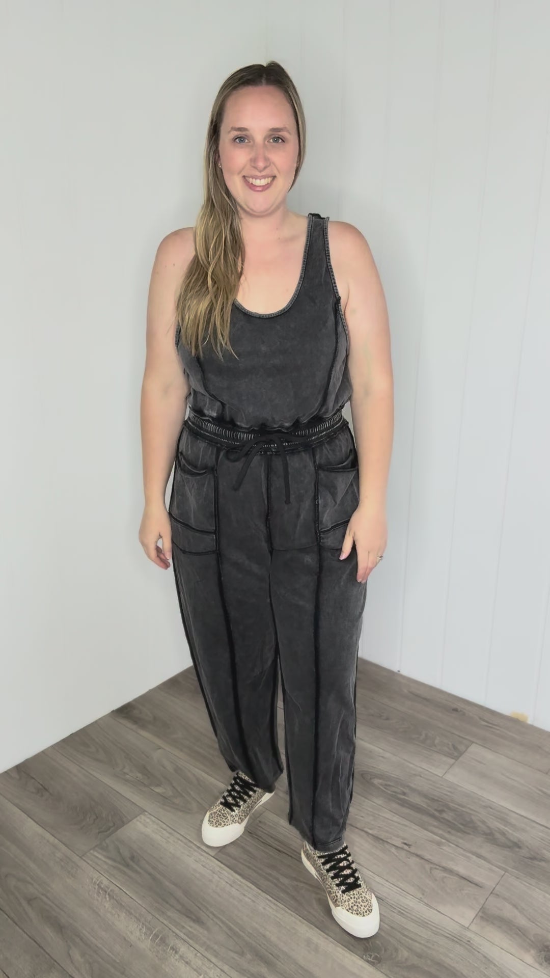 Amery Mineral Washed Jumpsuit- BLACK