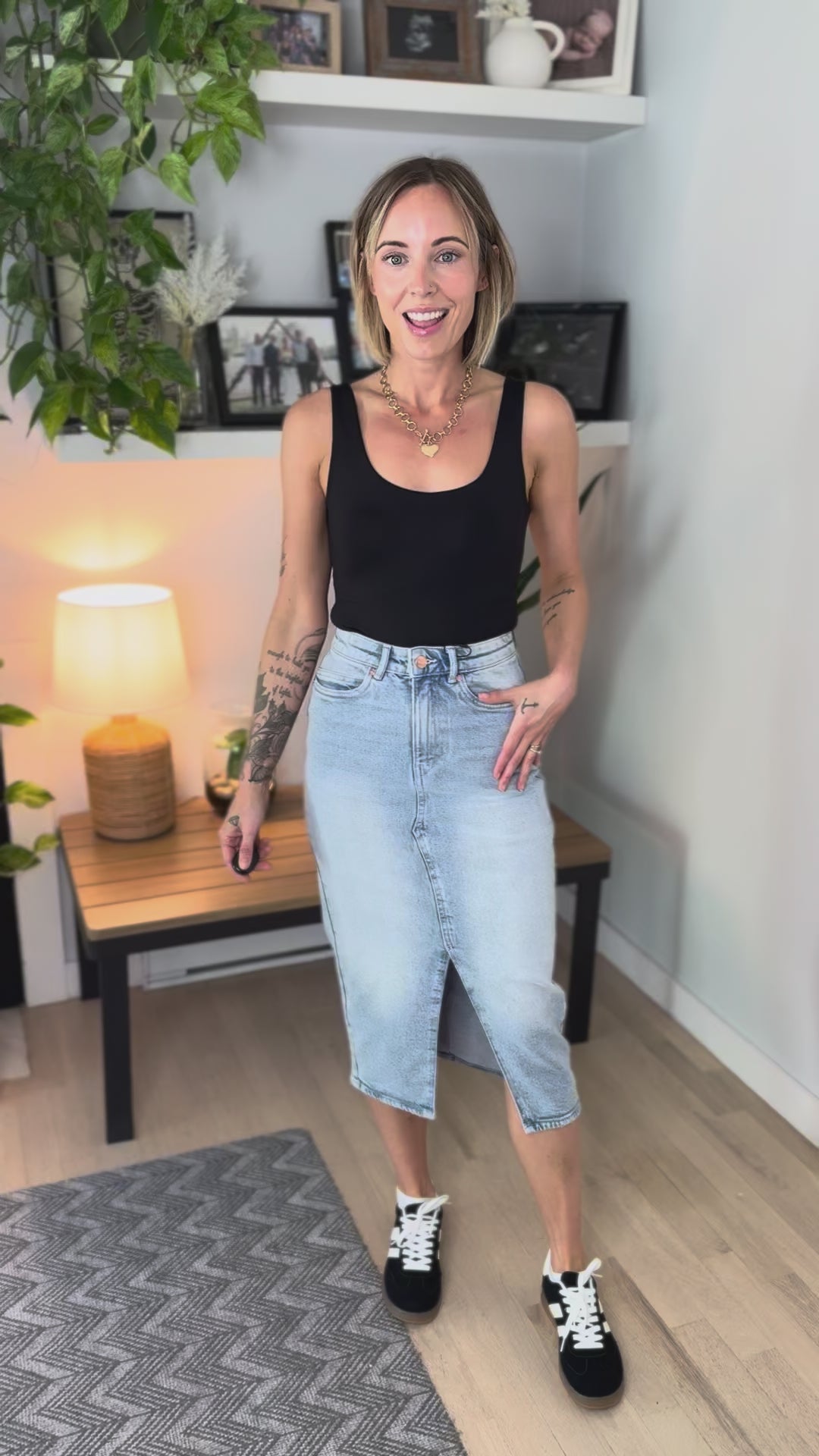 VERO MODA Geri Midi Comfort Stretch Denim Skirt