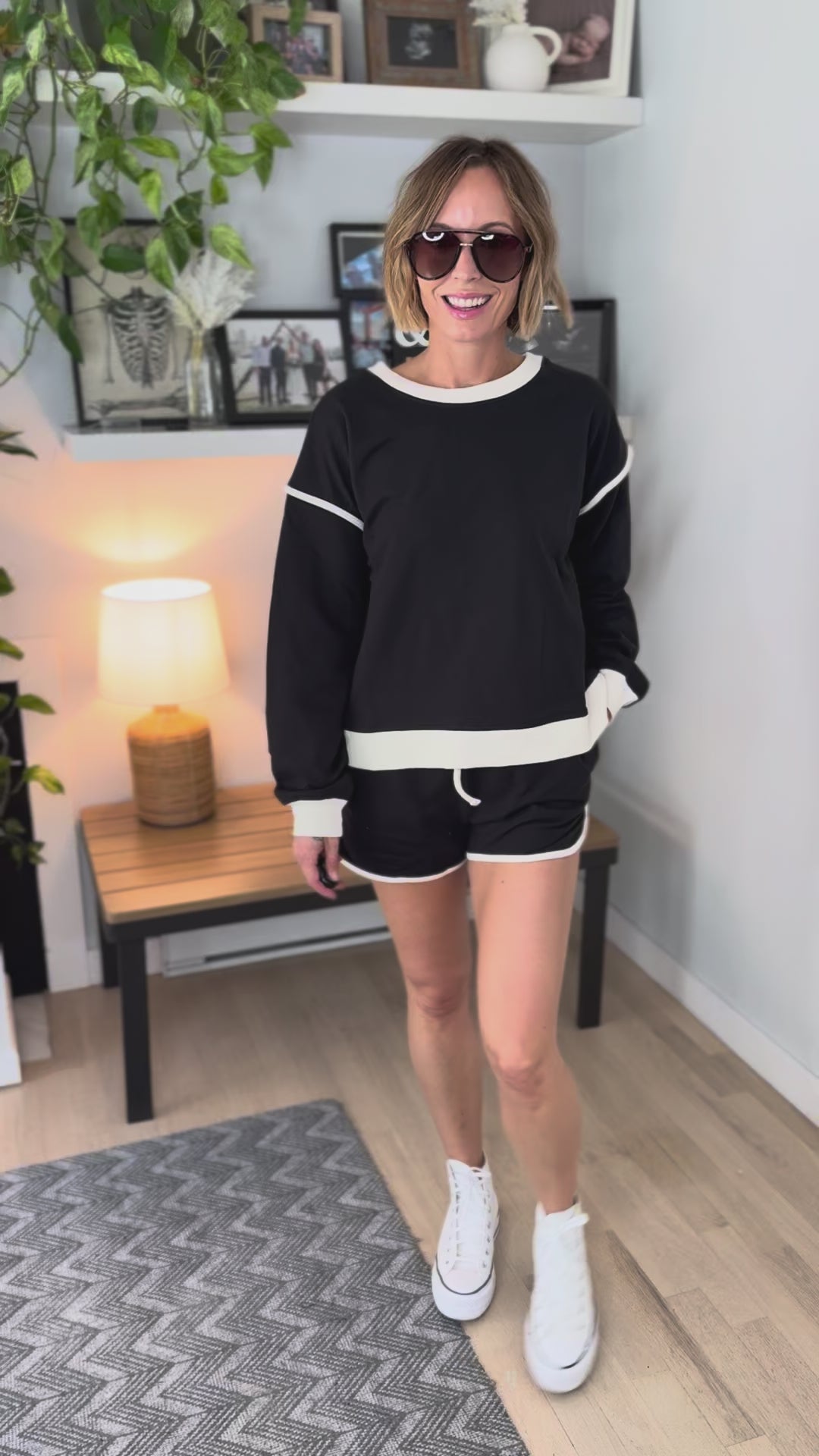 Sheli Cotton Shorts and Top Set- BLACK