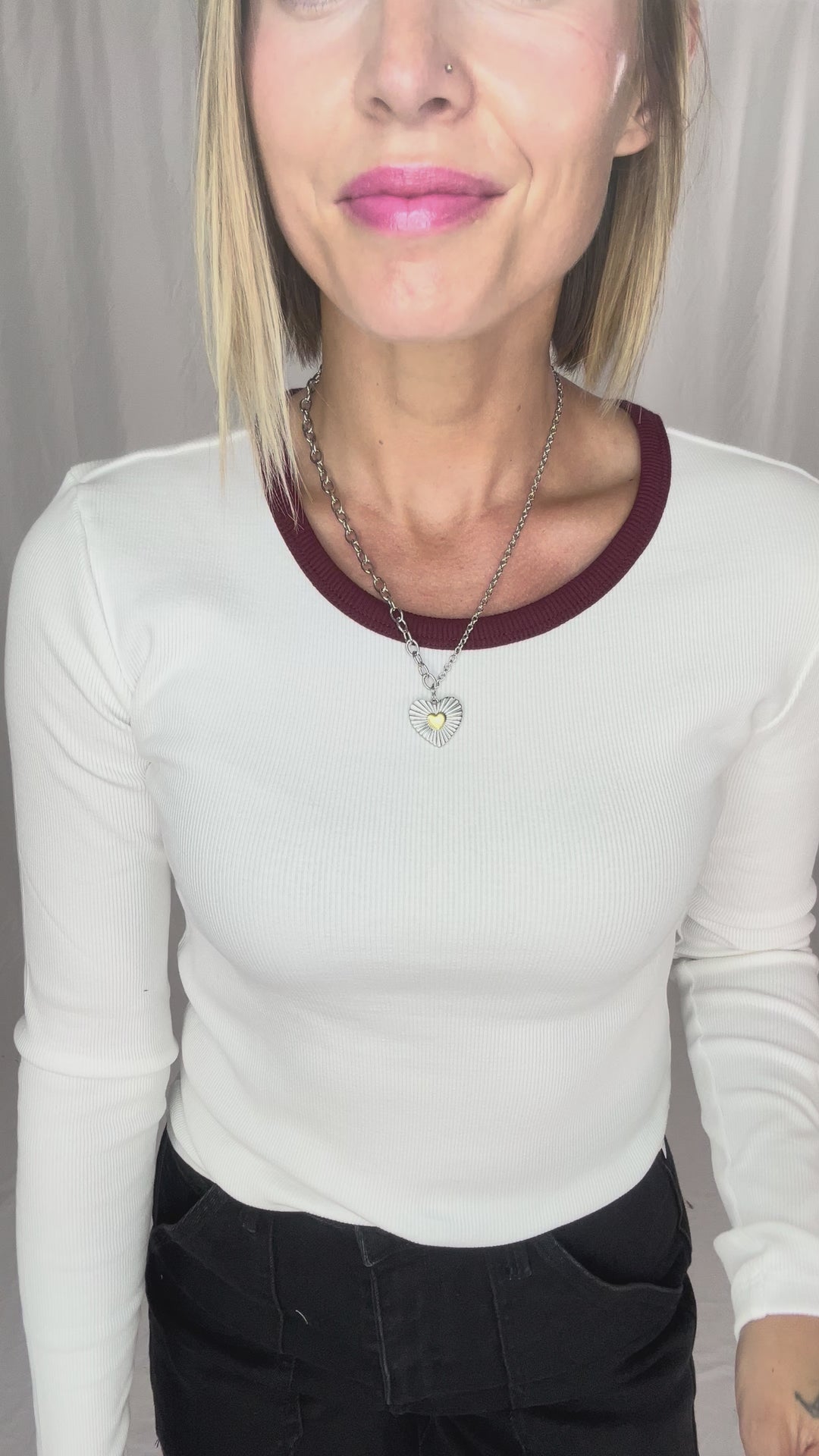 Heart Of Glass Tarnish Free Necklace- SILVER