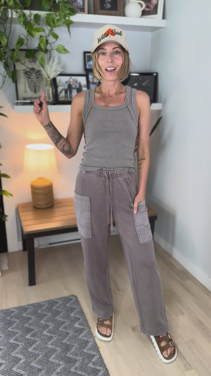 Sunlit Shore French Terry Top & Pant Set- MOCHA