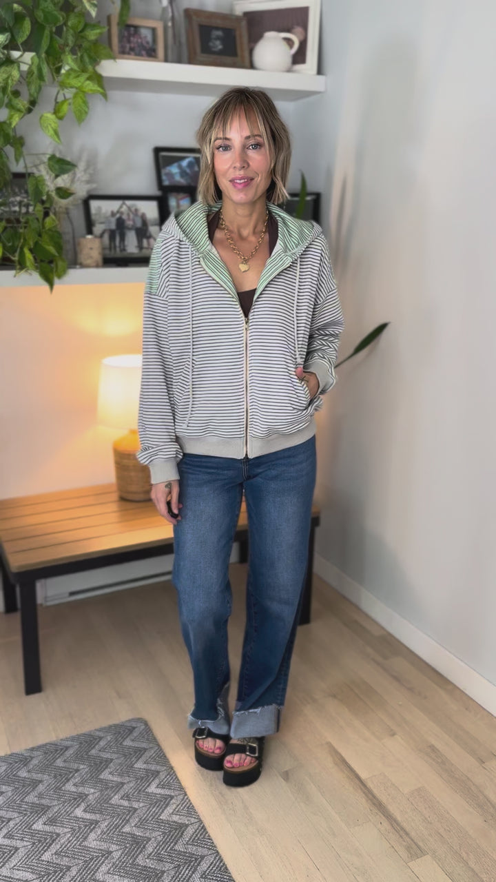 Fynn Striped Terry Hoodie- BLUE-FINAL SALE *S*
