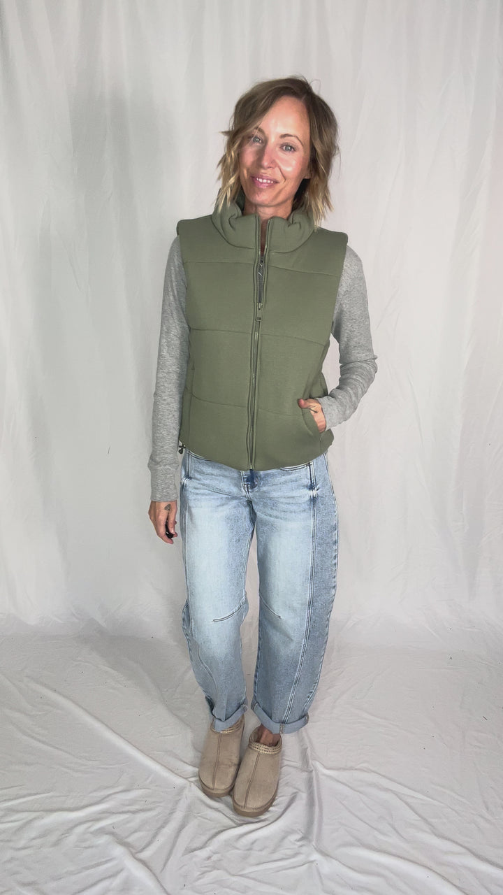 Erica Classic Puffer Vest- SAGE-FINAL SALE